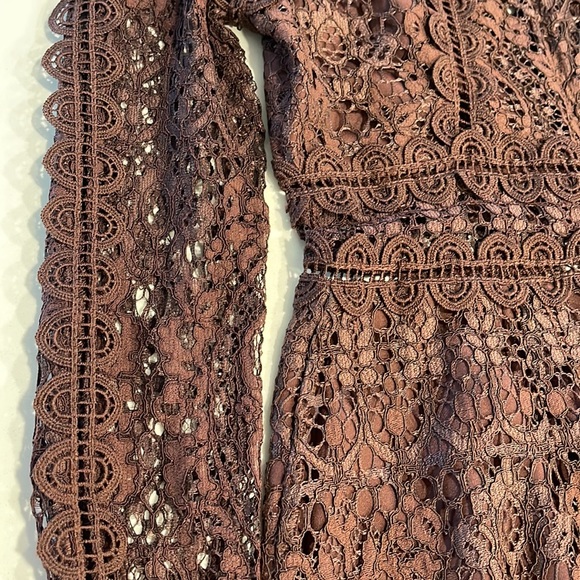 Beautiful Chocolate Fine Delicate Lace Pencil Dress - Picture 8 of 9